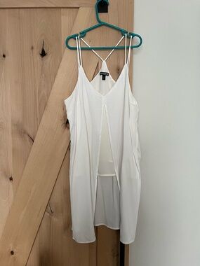 Express White Double-Spaghetti Layered V-Neck Slip Dress